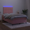 Łóżko kontynentalne z materacem i LED, różowe, 120x190 cm