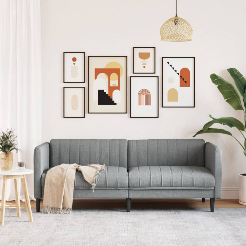Sofa trzyosobowa, jasnoszara, tkanina