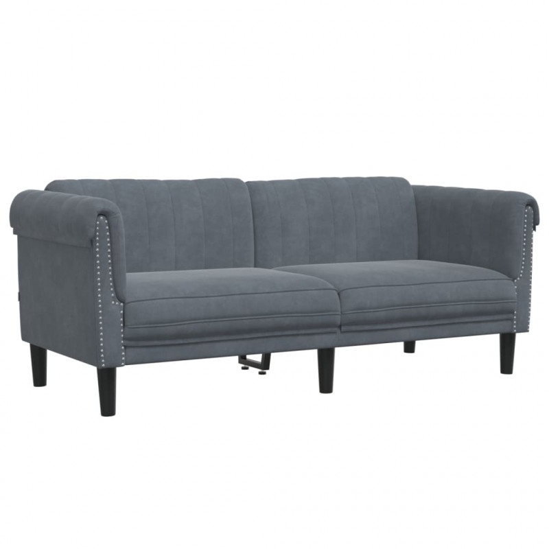 Sofa dwuosobowa, ciemnoszara, aksamit