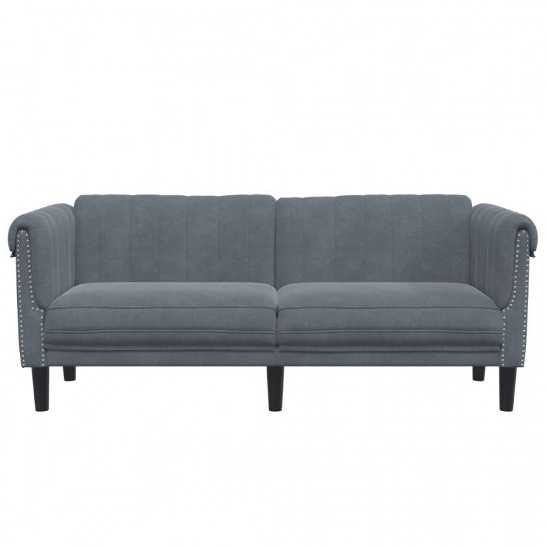 Sofa dwuosobowa, ciemnoszara, aksamit