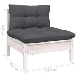 4-osobowa sofa ogrodowa z antracytowymi poduszkami, sosnowa