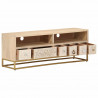 Szafka pod TV, 110x30x40 cm, lite drewno mango i żelazo