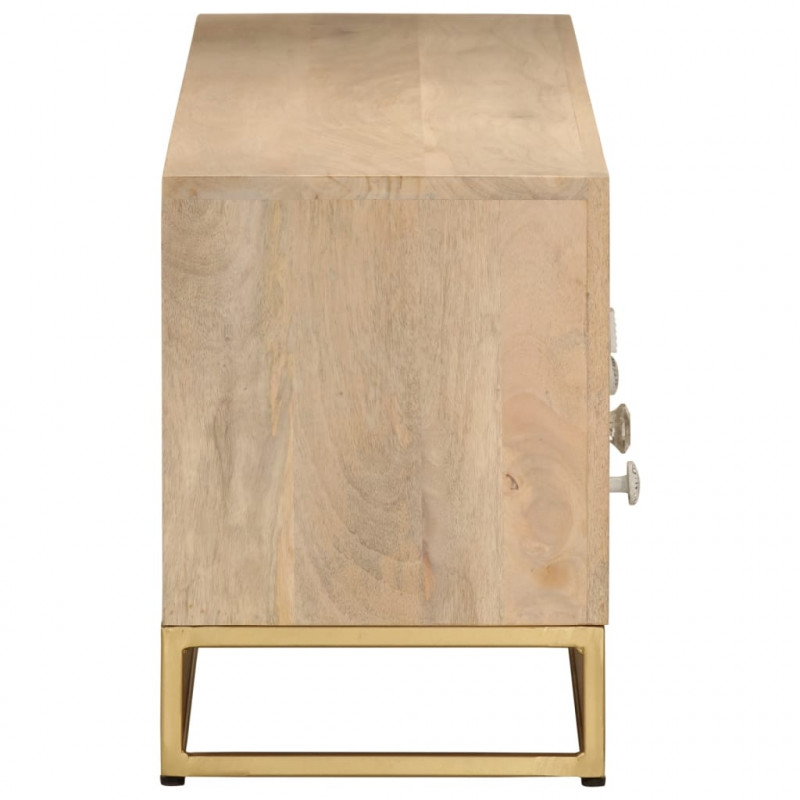 Szafka pod TV, 110x30x40 cm, lite drewno mango i żelazo