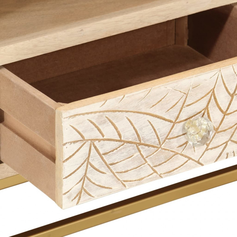 Szafka pod TV, 110x30x40 cm, lite drewno mango i żelazo
