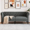 Sofa Chesterfield, dwuosobowa, ciemnoszara, obita tkaniną