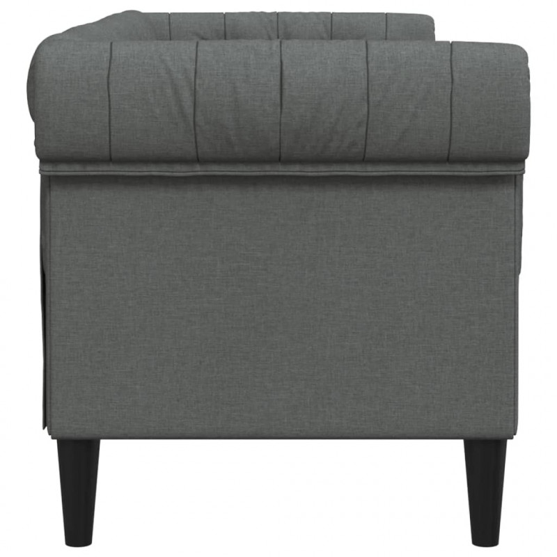 Sofa Chesterfield, dwuosobowa, ciemnoszara, obita tkaniną