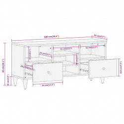 Szafka pod telewizor, 100x33x46 cm, lite drewno mango