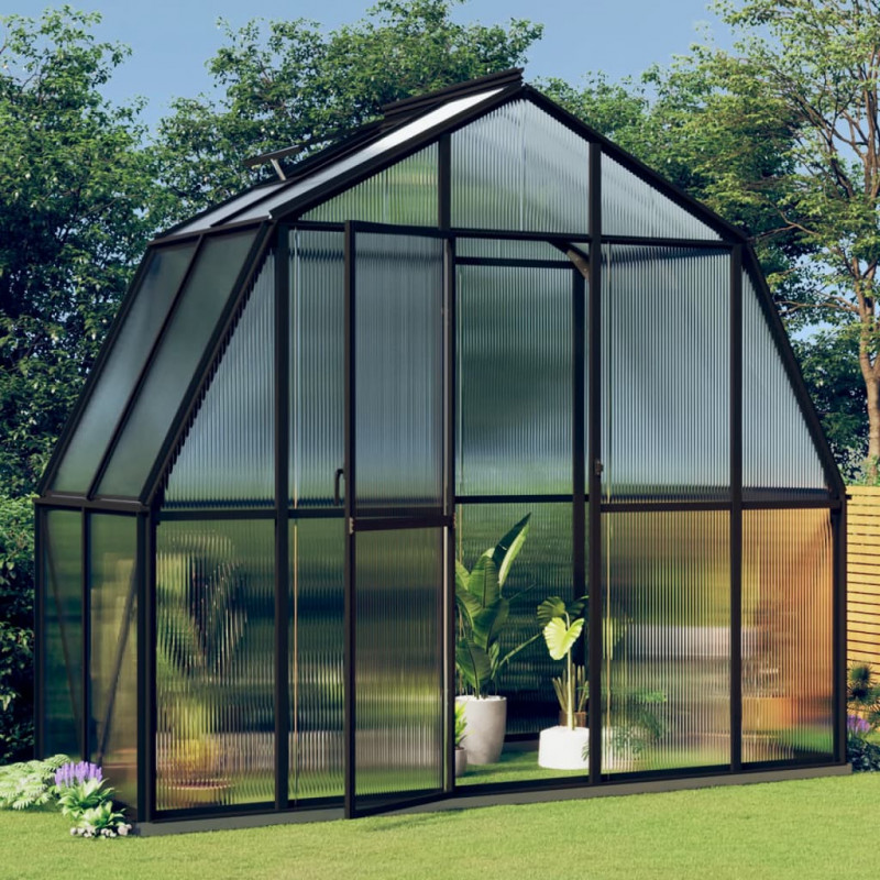 Szklarnia z ramą podstawy, antracytowa, 3,3 m², aluminium