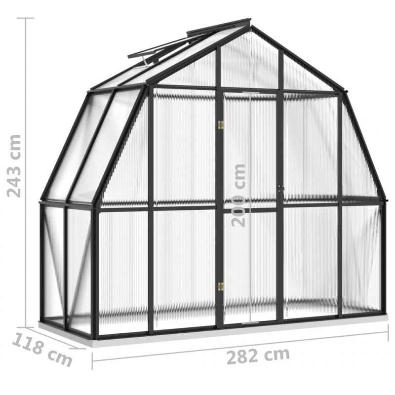 Szklarnia z ramą podstawy, antracytowa, 3,3 m², aluminium