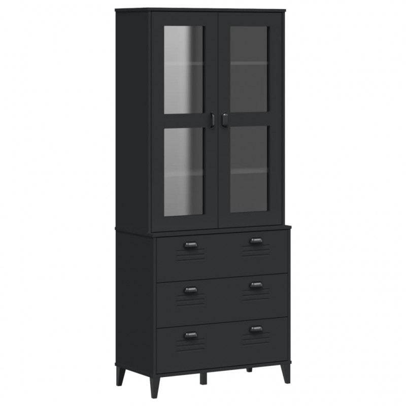 Kredens VIKEN, czarny, 80x40x190 cm, lite drewno sosnowe