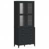 Kredens VIKEN, czarny, 80x40x190 cm, lite drewno sosnowe