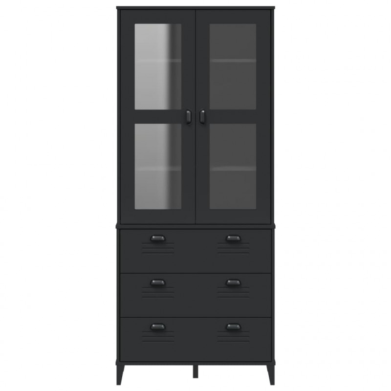Kredens VIKEN, czarny, 80x40x190 cm, lite drewno sosnowe