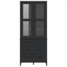 Kredens VIKEN, czarny, 80x40x190 cm, lite drewno sosnowe