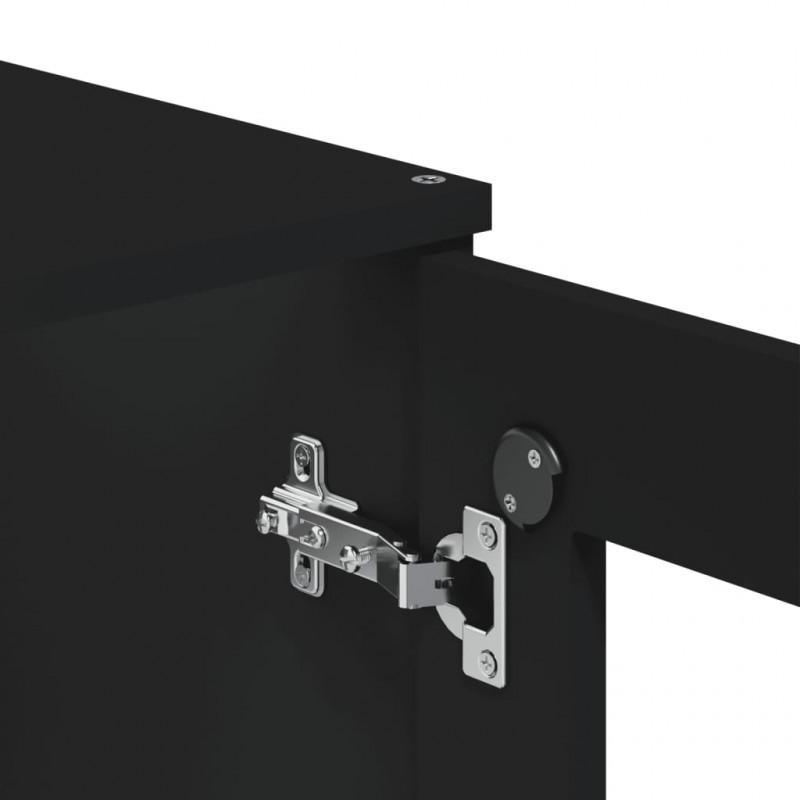 Kredens VIKEN, czarny, 80x40x190 cm, lite drewno sosnowe