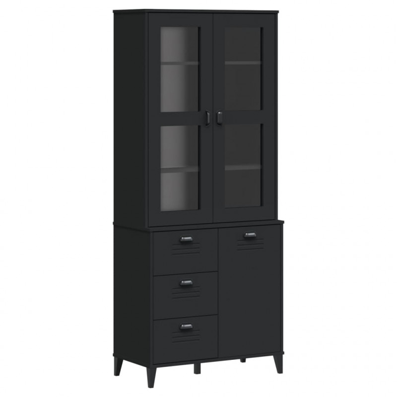 Kredens VIKEN, czarny, 80x40x190 cm, lite drewno sosnowe