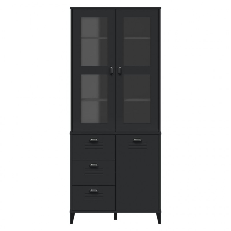Kredens VIKEN, czarny, 80x40x190 cm, lite drewno sosnowe