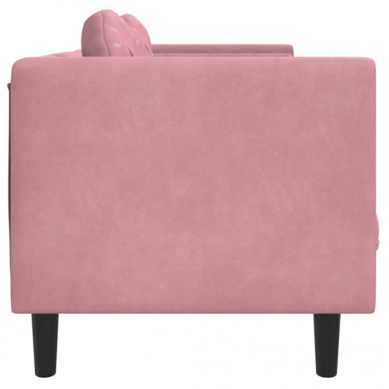 Sofa 3-osobowa z poduszkami, różowa, aksamit