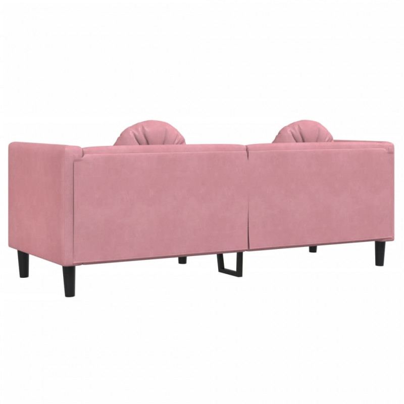 Sofa 3-osobowa z poduszkami, różowa, aksamit