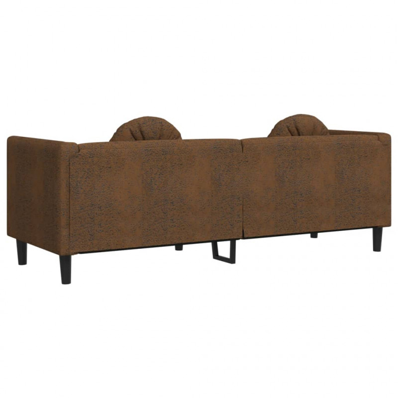 Sofa 3-os., brązowa, sztuczna skóra zamszowa