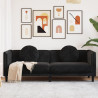 Sofa 3-osobowa z poduszkami, czarna, aksamit