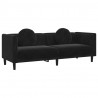 Sofa 3-osobowa z poduszkami, czarna, aksamit