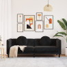 Sofa 3-osobowa z poduszkami, czarna, aksamit