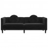 Sofa 3-osobowa z poduszkami, czarna, aksamit