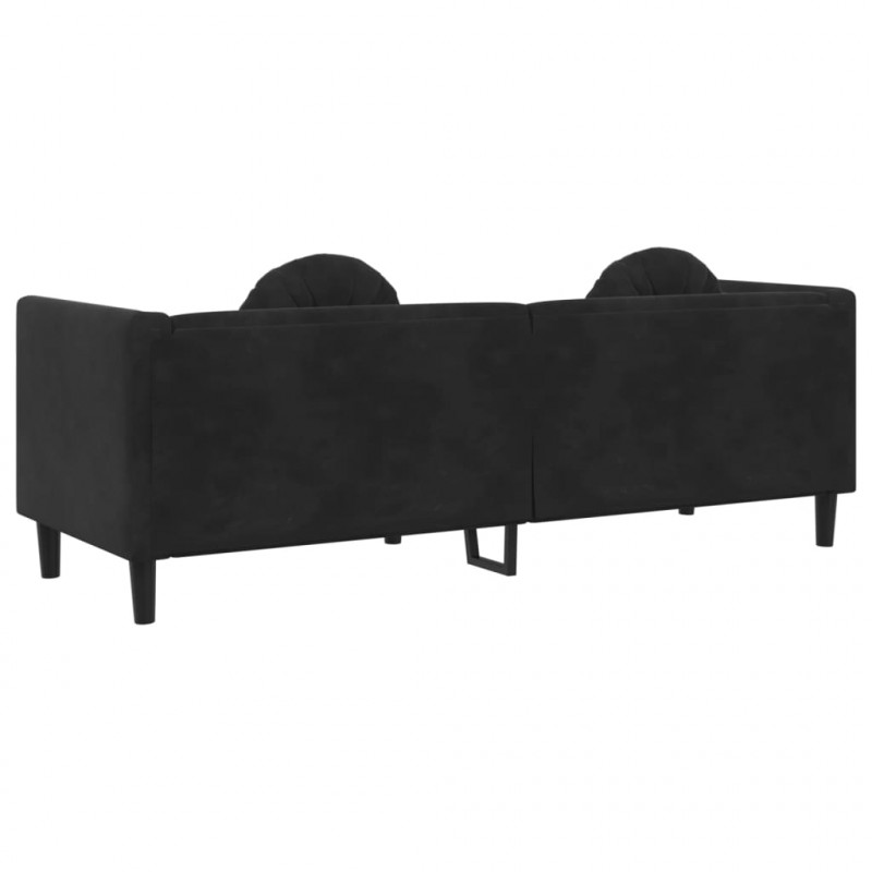 Sofa 3-osobowa z poduszkami, czarna, aksamit