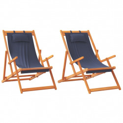 Składane krzesła plażowe, 2 szt., niebieskie, obite tkaniną