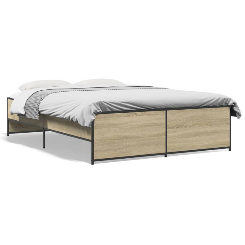 Rama łóżka, dąb sonoma, 140x190 cm, materiał drewnopochodny