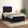 Łóżko kontynentalne z materacem i LED, czarne, 120x190 cm