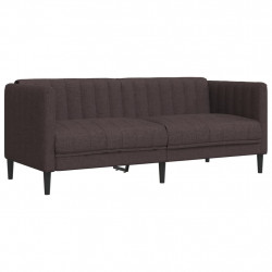 Sofa 2-osobowa, ciemnobrązowa, tapicerowana tkaniną