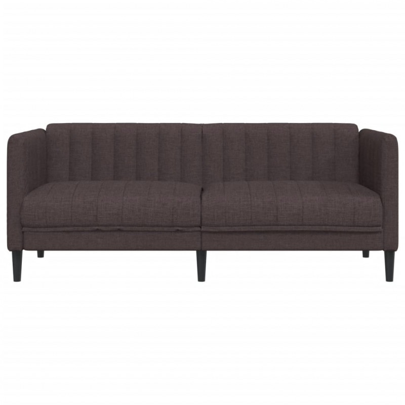 Sofa 2-osobowa, ciemnobrązowa, tapicerowana tkaniną