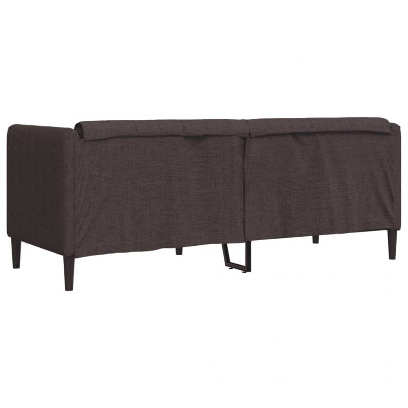 Sofa 2-osobowa, ciemnobrązowa, tapicerowana tkaniną