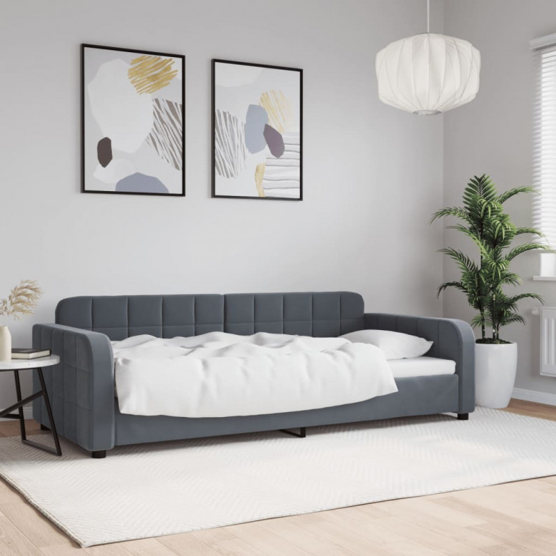Sofa z funkcją spania, ciemnoszara, 90x200 cm, aksamit