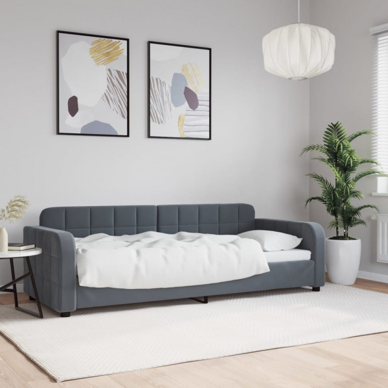 Sofa z funkcją spania, ciemnoszara, 80x200 cm, aksamitna