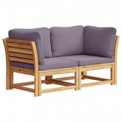Sofa ogrodowa z poduszkami, 2-osobowa, lite drewno akacjowe