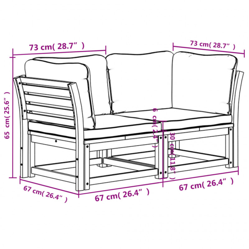 Sofa ogrodowa z poduszkami, 2-osobowa, lite drewno akacjowe