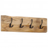 Wieszak ścienny na płaszcze, z 4 haczykami, lite drewno mango
