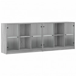Biblioteczka z drzwiczkami, szary dąb sonoma, 204x37x75 cm