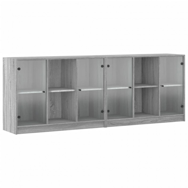 Biblioteczka z drzwiczkami, szary dąb sonoma, 204x37x75 cm