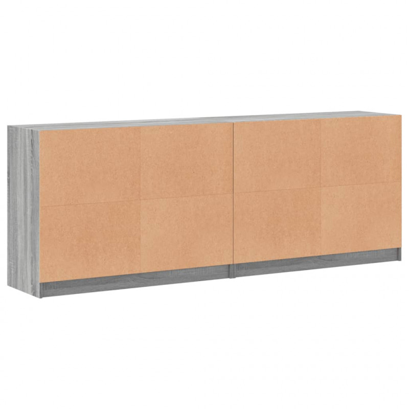 Biblioteczka z drzwiczkami, szary dąb sonoma, 204x37x75 cm