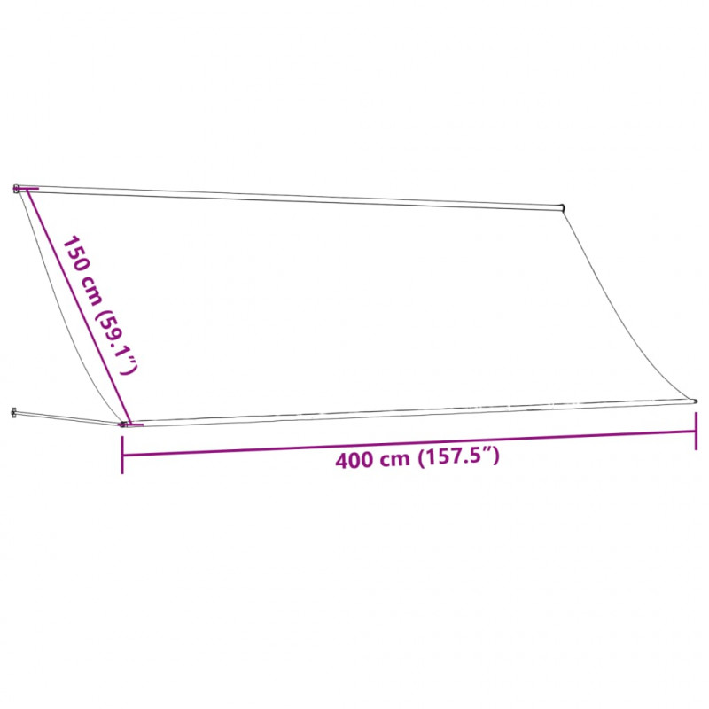 Markiza zwijana, kremowa, 400x150 cm, tkanina i stal