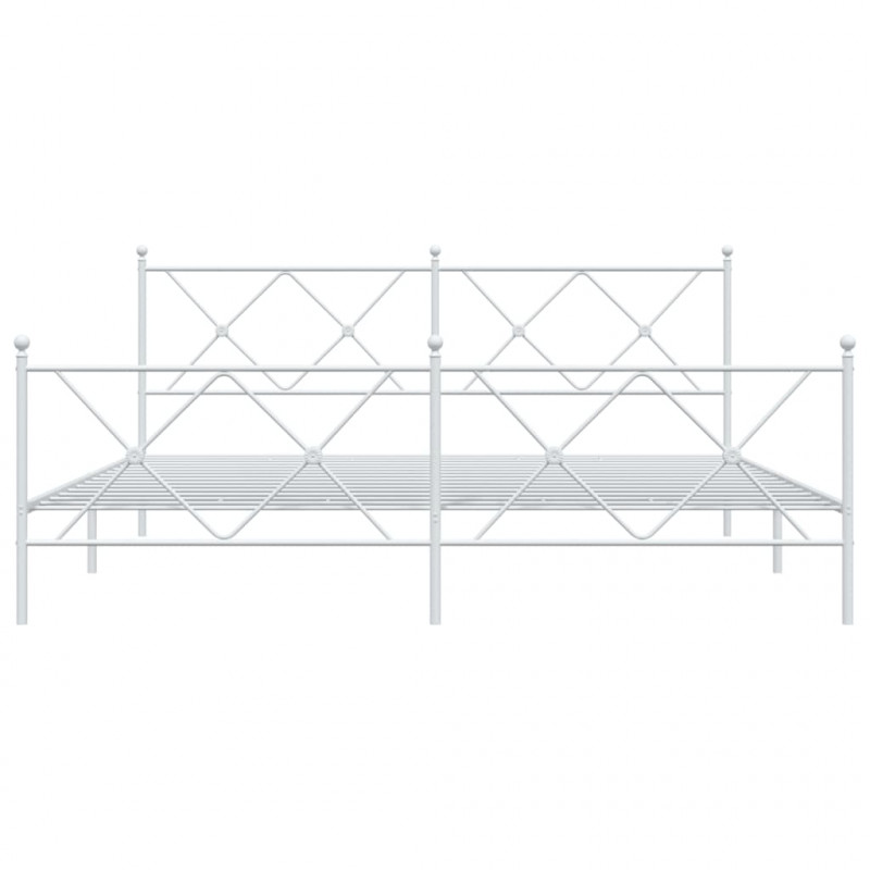 Metalowa rama łóżka z wezgłowiem i zanóżkiem, biała, 180x200 cm