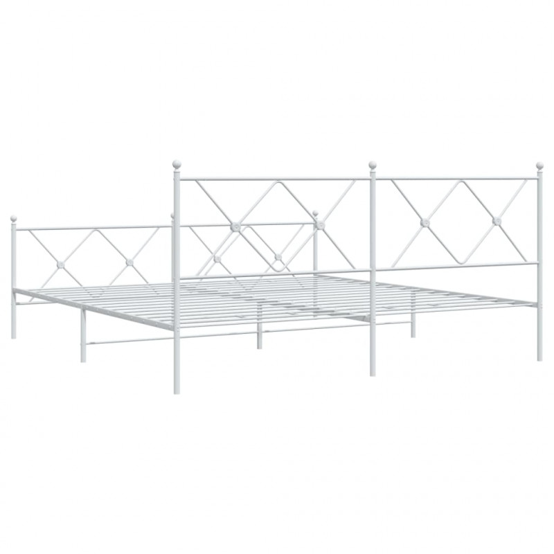 Metalowa rama łóżka z wezgłowiem i zanóżkiem, biała, 180x200 cm