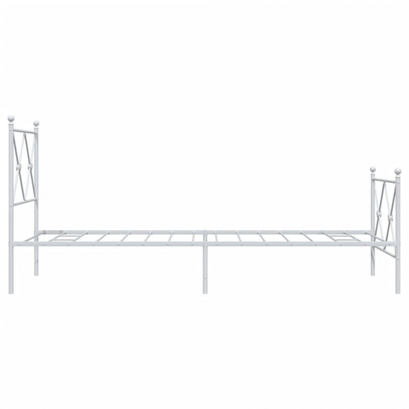 Metalowa rama łóżka z wezgłowiem i zanóżkiem, biała, 75x190 cm