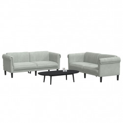 2-cz. komplet wypoczynkowy, jasnoszary, aksamitny