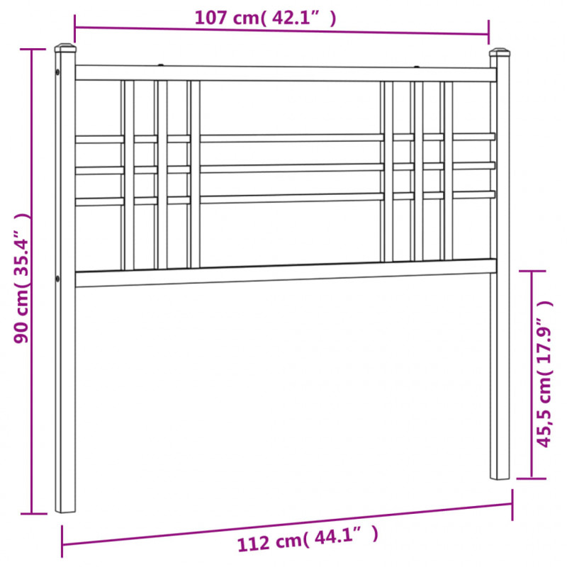 Metalowe wezgłowie, białe, 107 cm