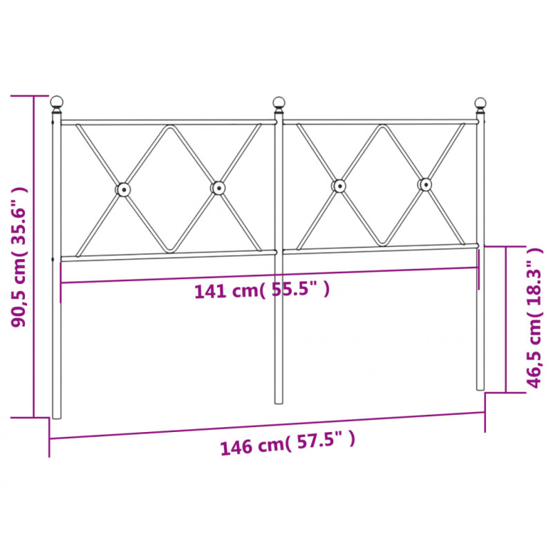 Metalowe wezgłowie, białe, 140 cm