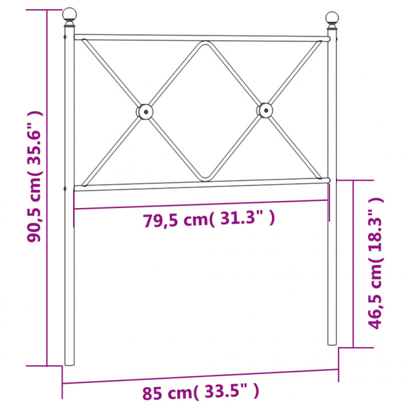 Metalowe wezgłowie, białe, 80 cm